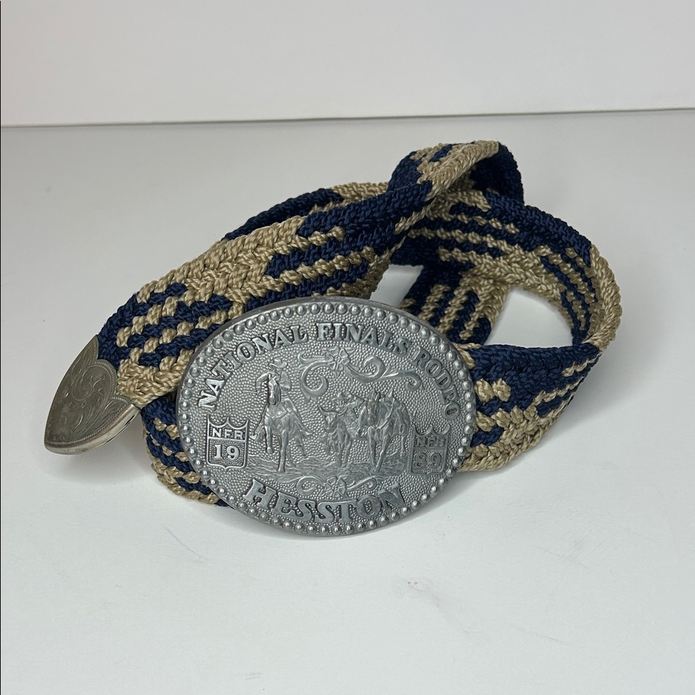 Hesston National Final Rodeo 1989 Buckle with Woven Belt